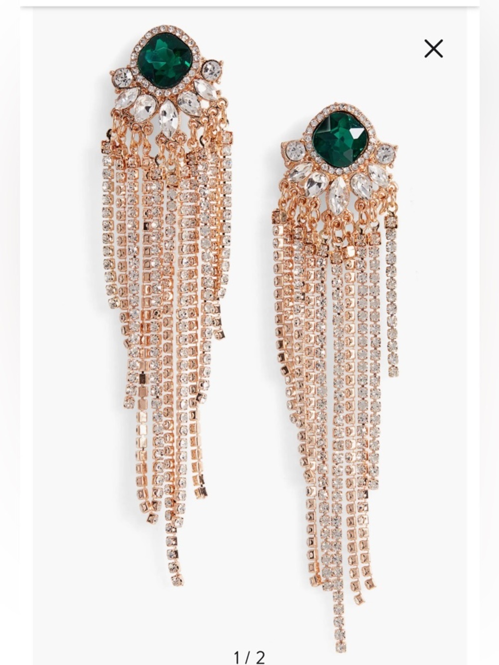 8 Other Reasons Envy Earrings Gold Green Crystal Fringe Drop Revolve